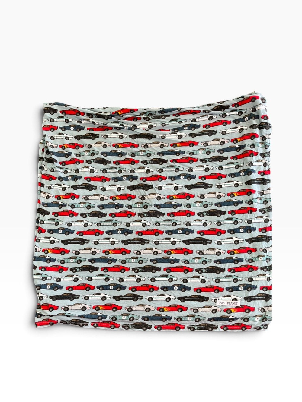 Posh Peanut Red, Black & Blue Cars Swaddle Blanket